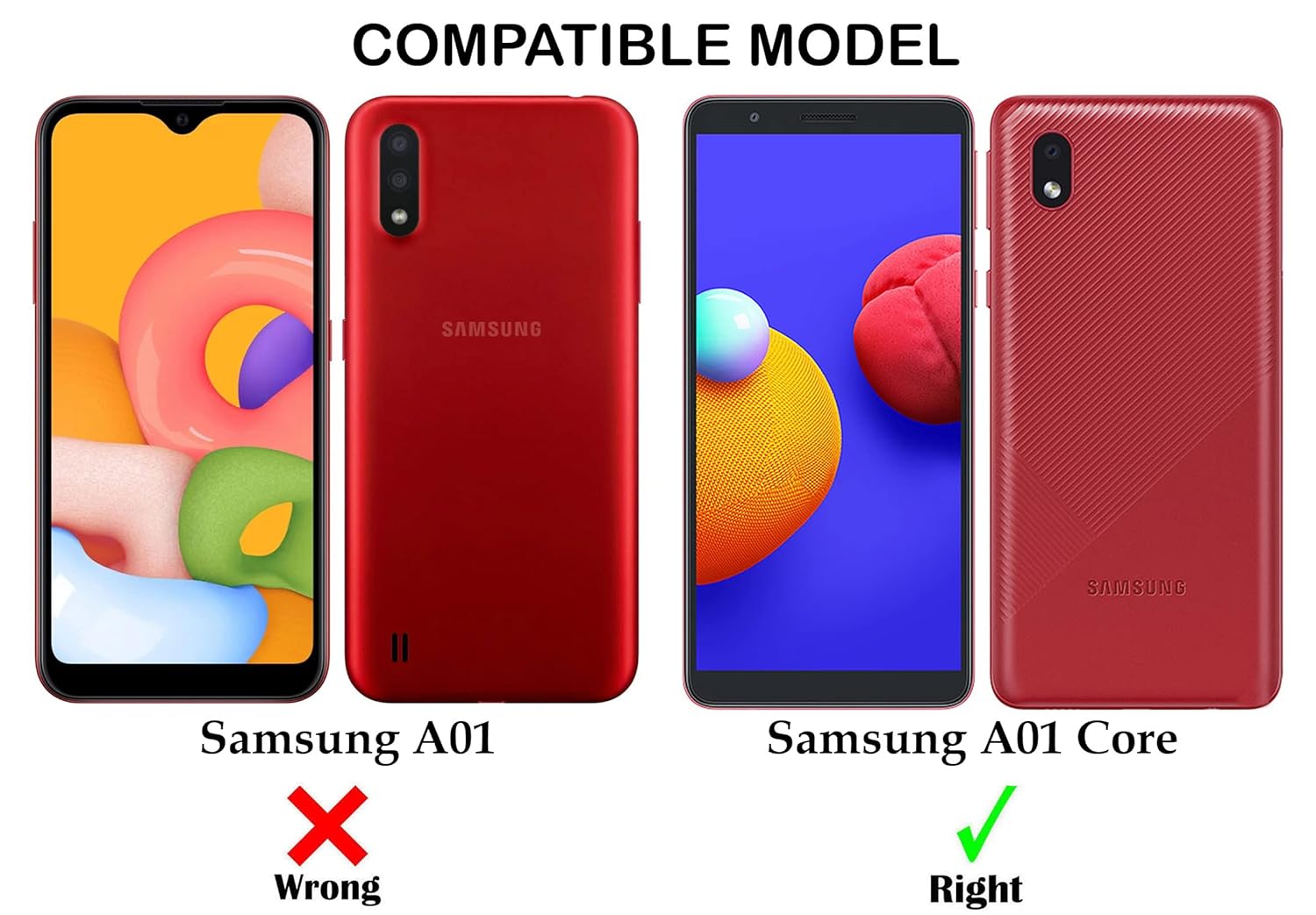 For Samsung Galaxy A01 Core Back Cover Case (Crystal Glass Back | Camera Protection | Shockproof Bumpers | Professional Black)