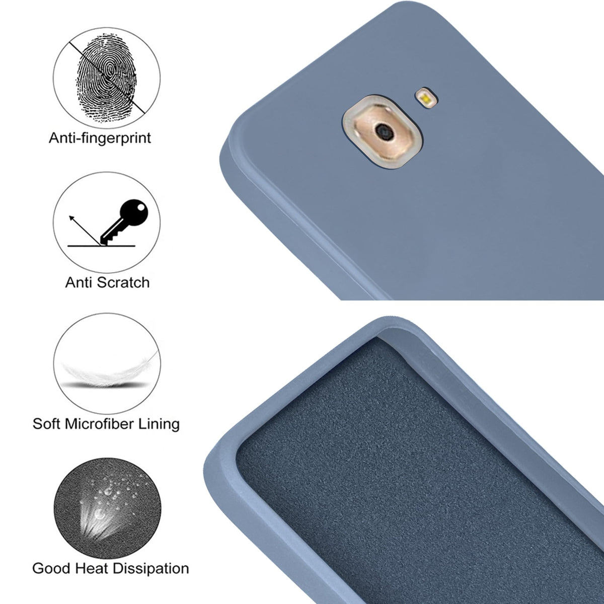 For Samsung Galaxy On Max Back Cover Case (Matte Finish Silicone with Inside Fiber Cloth)