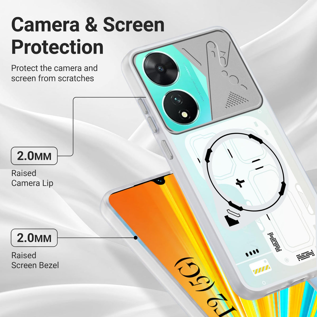 For Vivo T2 Metallic Back Cover Case (Metallic Camera Protection & Buttons | Translucent Milky Shade | Hard Polycarbonate)