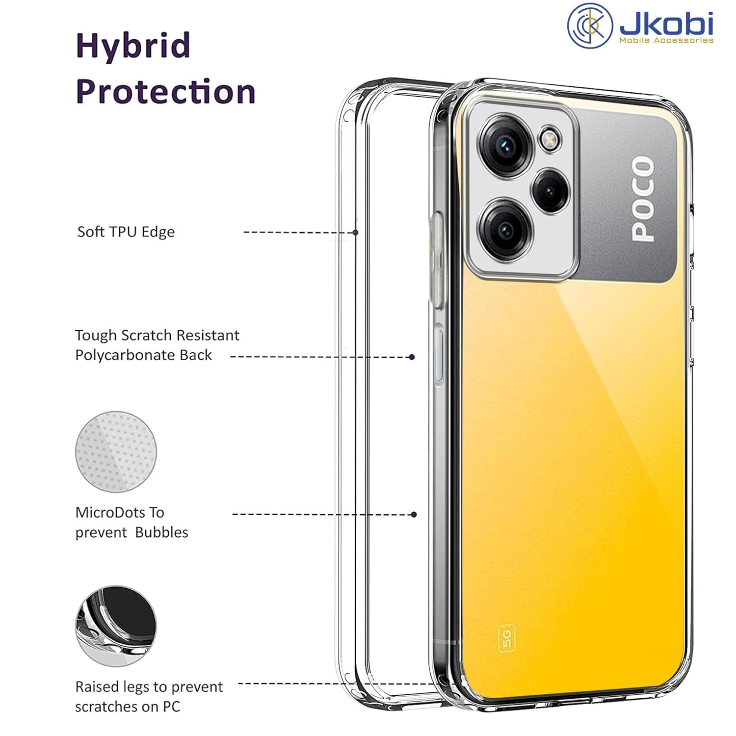 For Poco X5 Pro 5G Back Cover (Silicone Clear Shockproof Case with Camera Protection | Soft and Flexible)