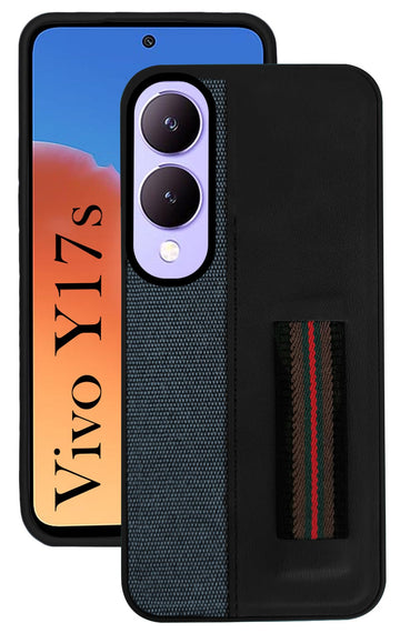 For Vivo Y17s Back Cover Case (Professional PU Leather | Strip Chain Holder Socket)