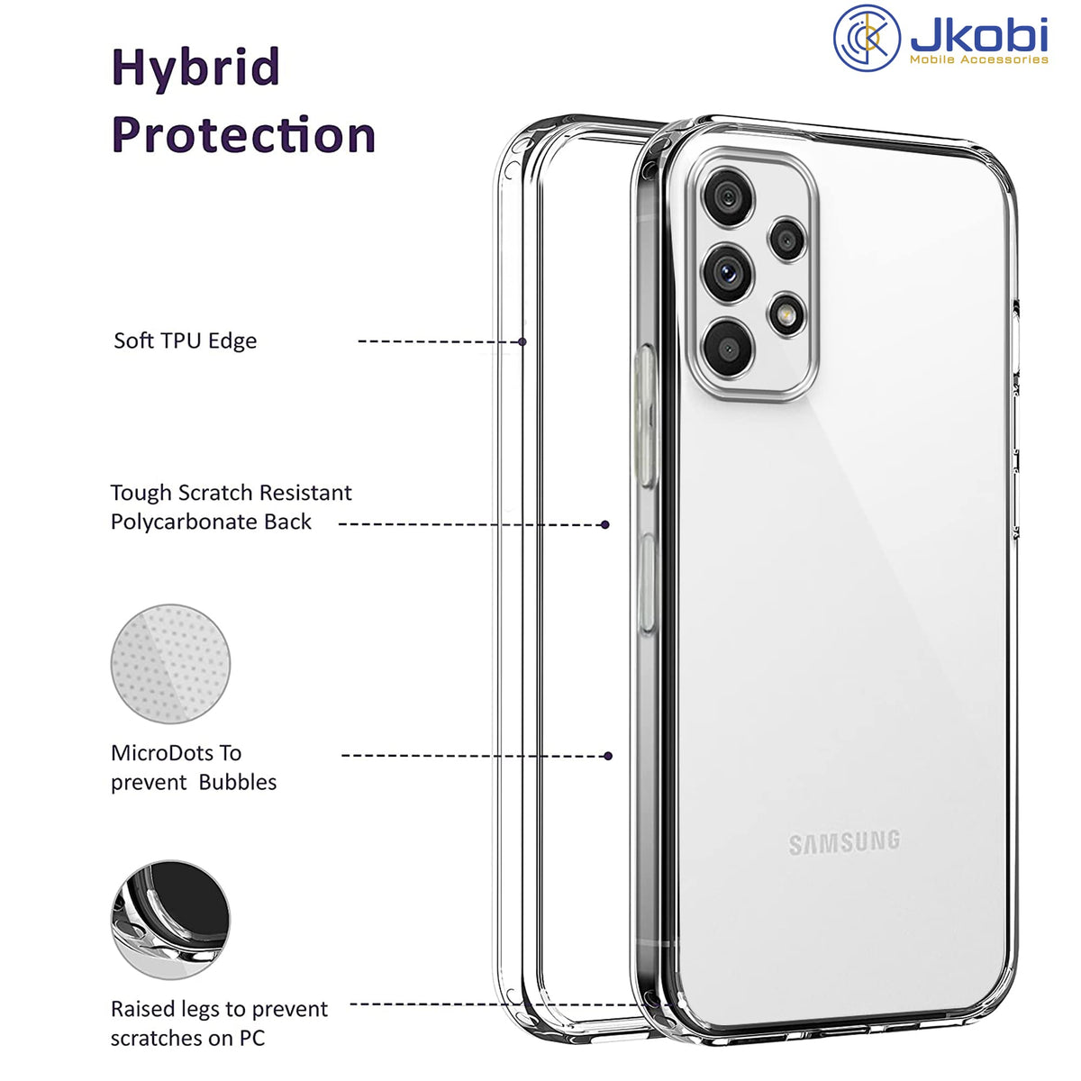 For Samsung Galaxy A73 5G Back Cover Case (Silicone Crystal Clear | Pure Camera Protection | Soft and Flexible for Charger and Headphone sockets | Shockproof Bumpers)