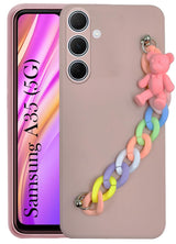 For Samsung Galaxy A35 5G Back Cover Girls Case with Bracelet (Wrist Hanging Chain | Teddy Toy Cartoon)