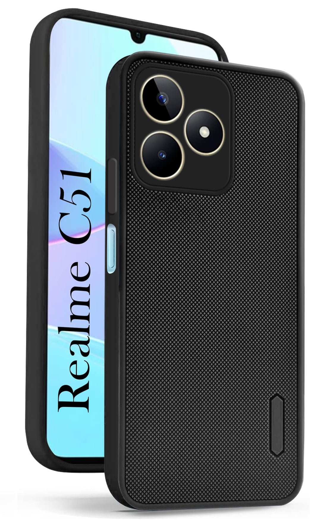 For Realme C51 Back Cover Case Rubberised (Textured Grip Design| Micro-Fiber Cloth Inside | Slim and Light Weight | Soft Touch and Feel)