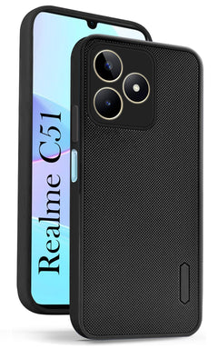 For Realme C51 Back Cover Case Rubberised (Textured Grip Design| Micro-Fiber Cloth Inside | Slim and Light Weight | Soft Touch and Feel)