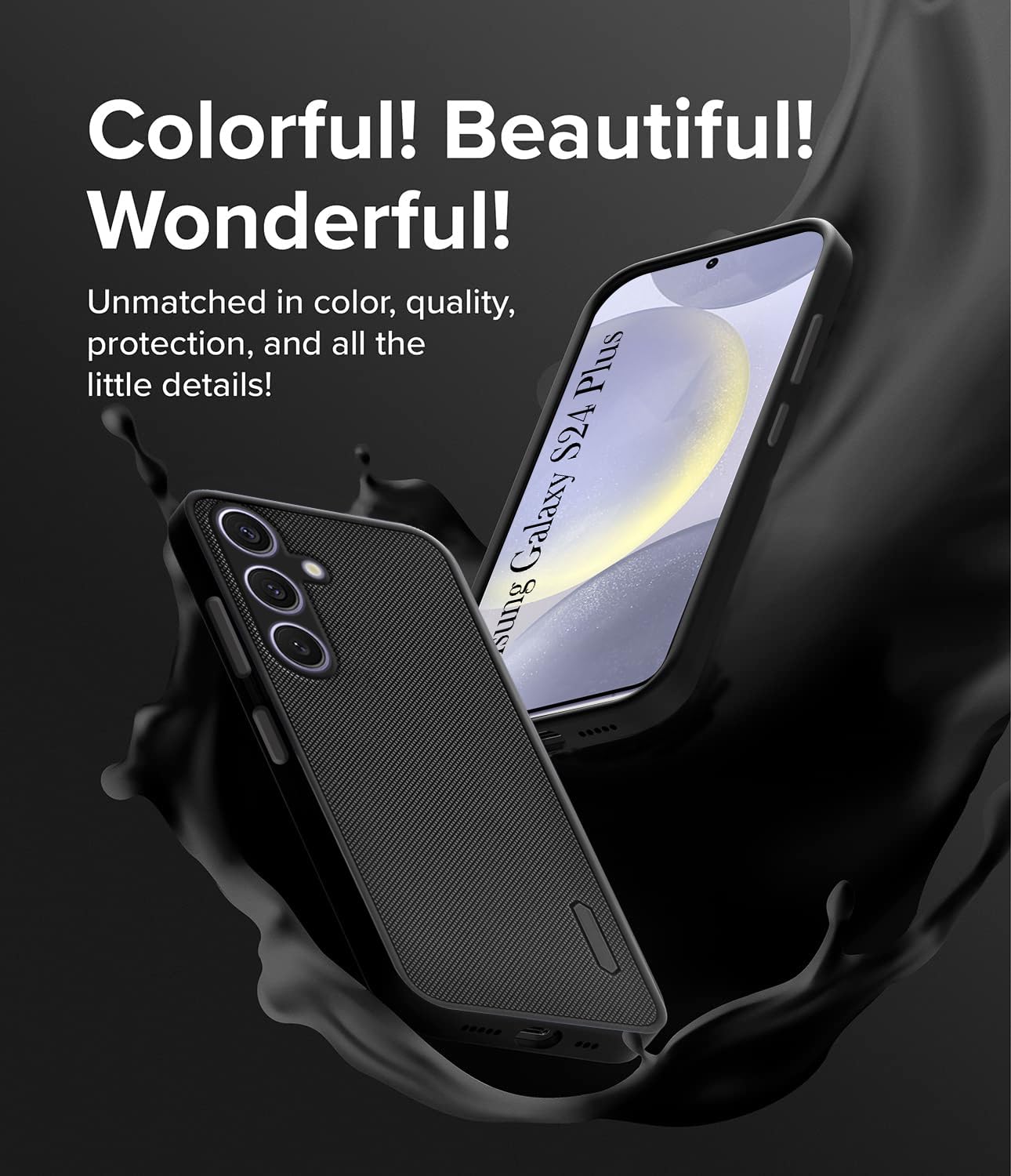 For Samsung Galaxy S24 Plus Back Cover Case (Textured Grip Design | Micro-Fiber Cloth Inside | Slim and Light Weight | Soft Touch and Feel | Black)