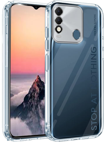 For Tecno Spark 8 Back Cover (Silicone Clear Shockproof Case with Camera Protection | Soft and Flexible | Transparent)