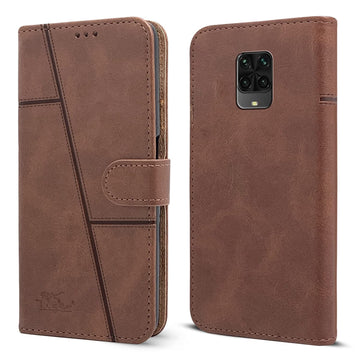 For Xiaomi Mi Redmi Note 9S Flip Cover Case (Stitched Leather with Magnetic Closure)