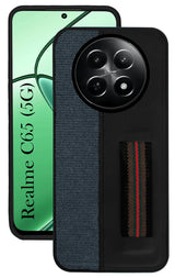 For Realme C65 5G Back Cover Case (Professional PU Leather | Strip Chain Holder Socket)