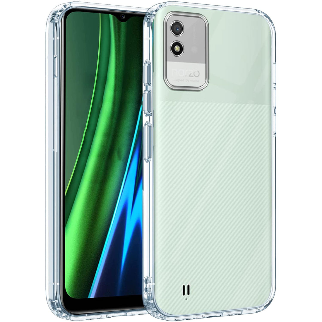 For Realme Narzo 50i  Back Cover Case (Silicone Crystal Clear | Pure Camera Protection | Soft and Flexible for Charger and Headphone sockets | Shockproof Bumpers)