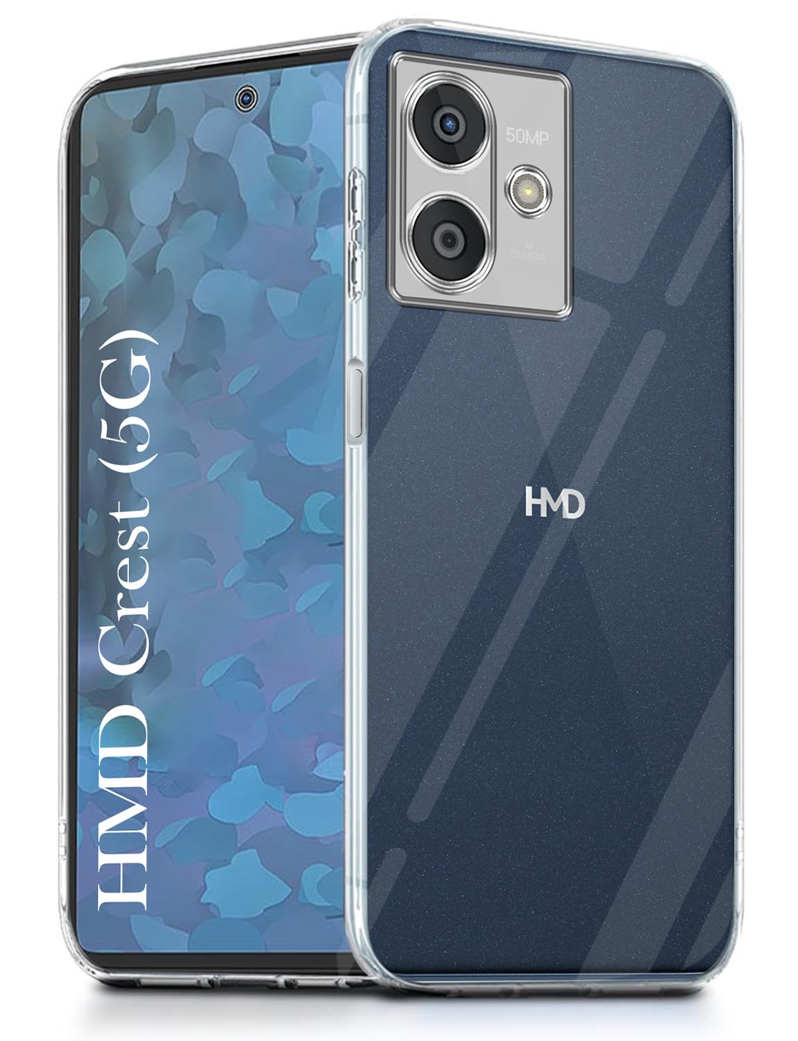 For HMD Crest 5G Back Cover (Silicone Clear Shockproof Case with Camera Protection | Soft and Flexible | Transparent)