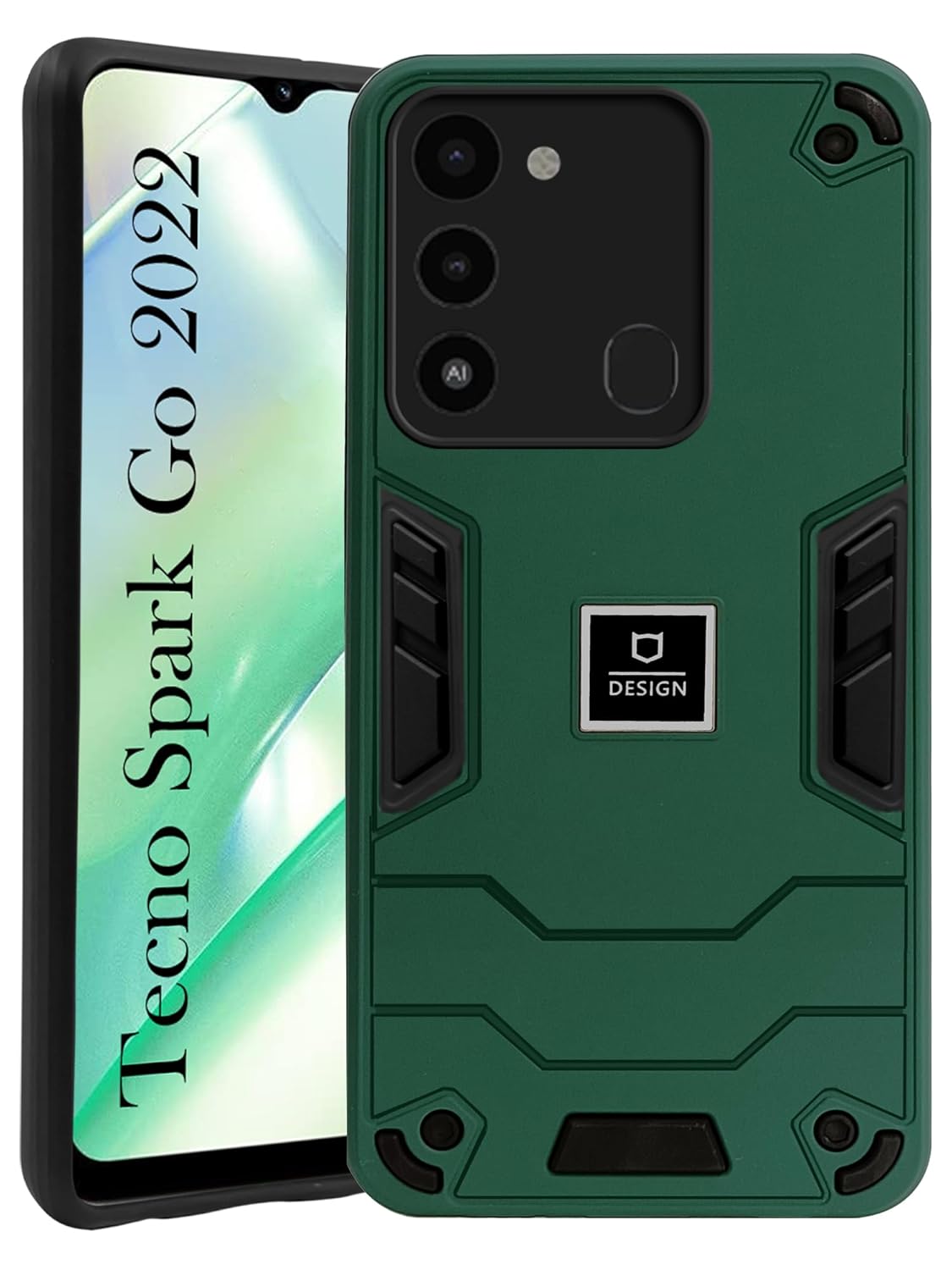 For Tecno Spark Go 2022 Back Cover Case (Lightweight Hybrid Armor Shockproof Polycarbonate) Slim Black