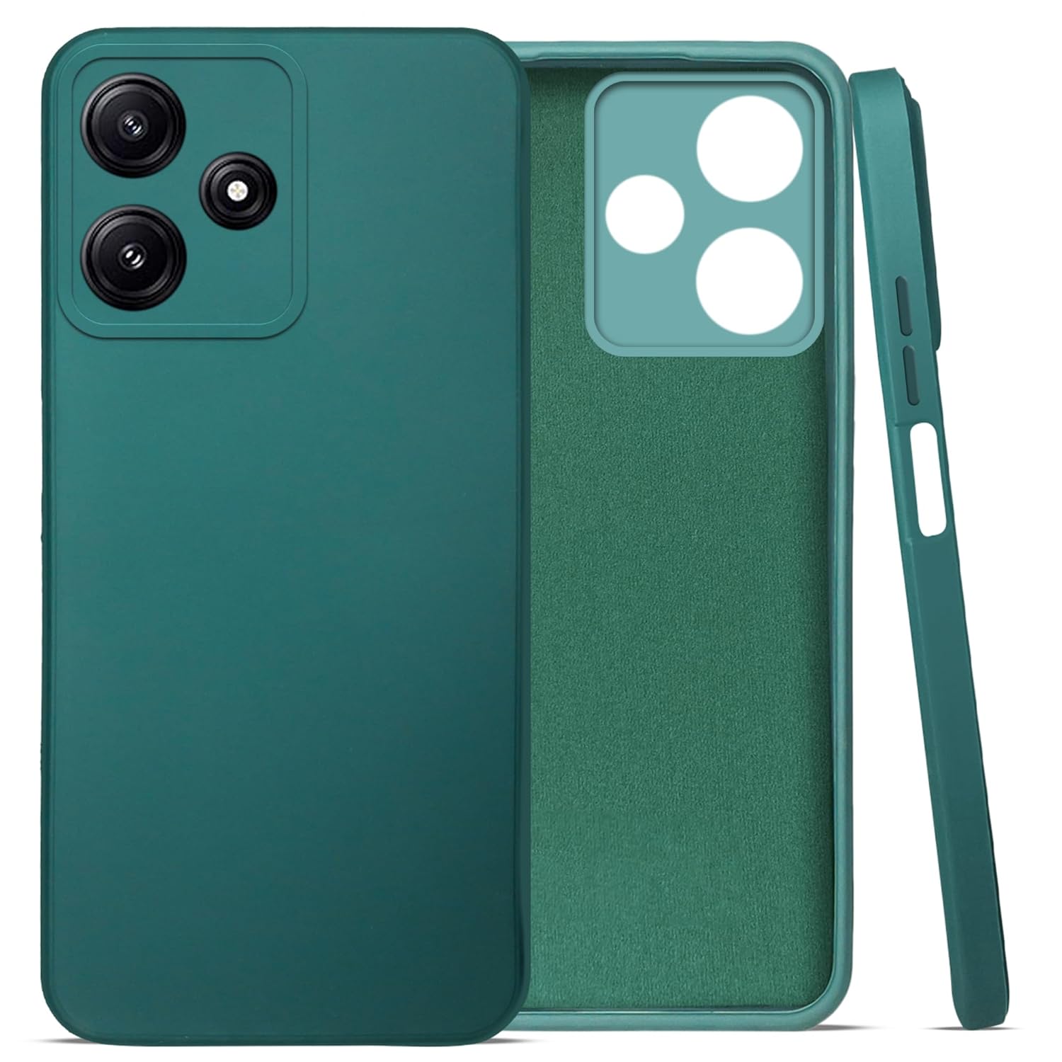 For Poco M6 Pro Back Cover Case (Matte Finish Silicone with Inside Fiber Cloth)