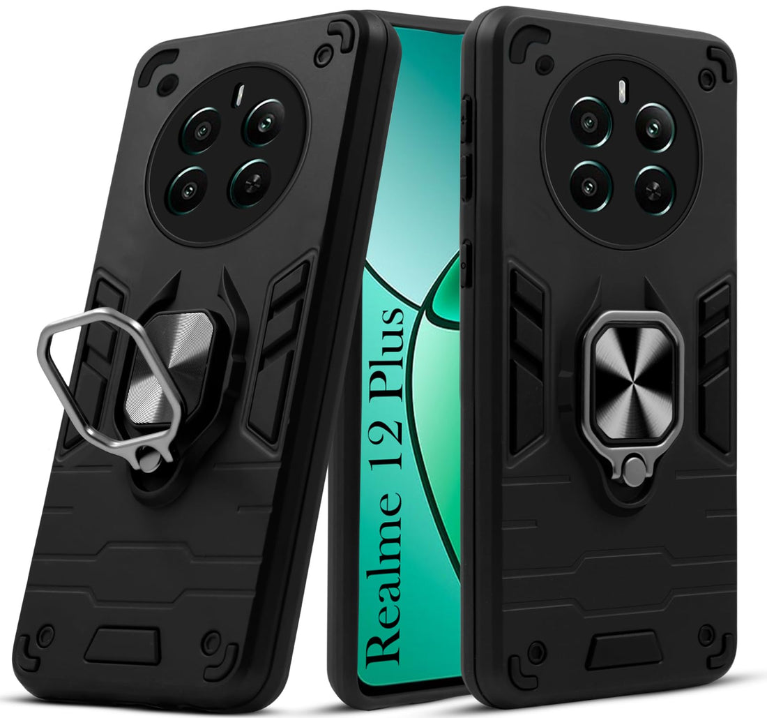 For Realme 12 Plus Back Cover Case (Shockproof Polycarbonate Dual Layer Hybrid Armor)