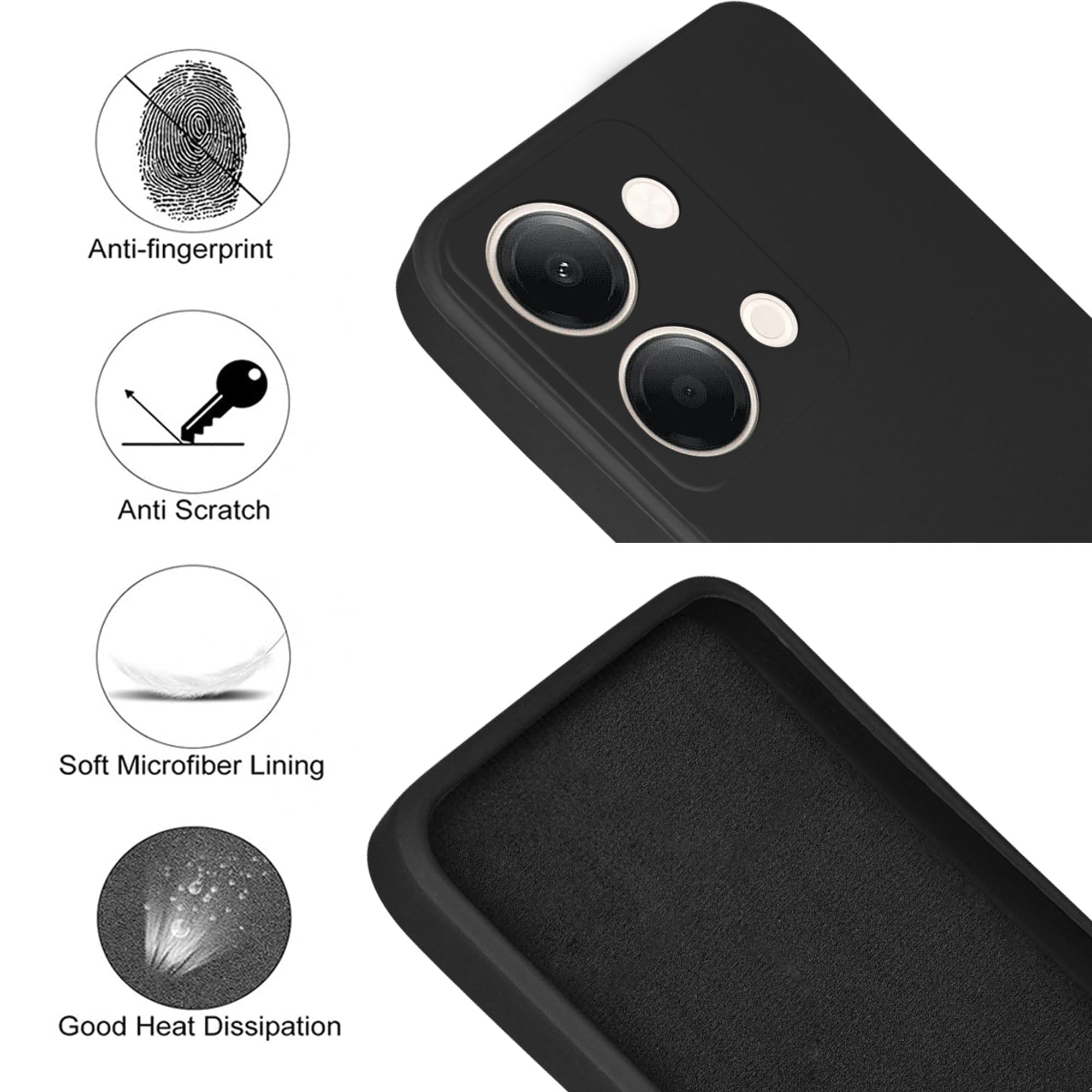 For Vivo iQOO Z11 Lite Back Cover Case (Matte Finish Silicone with Inside Fiber cloth)