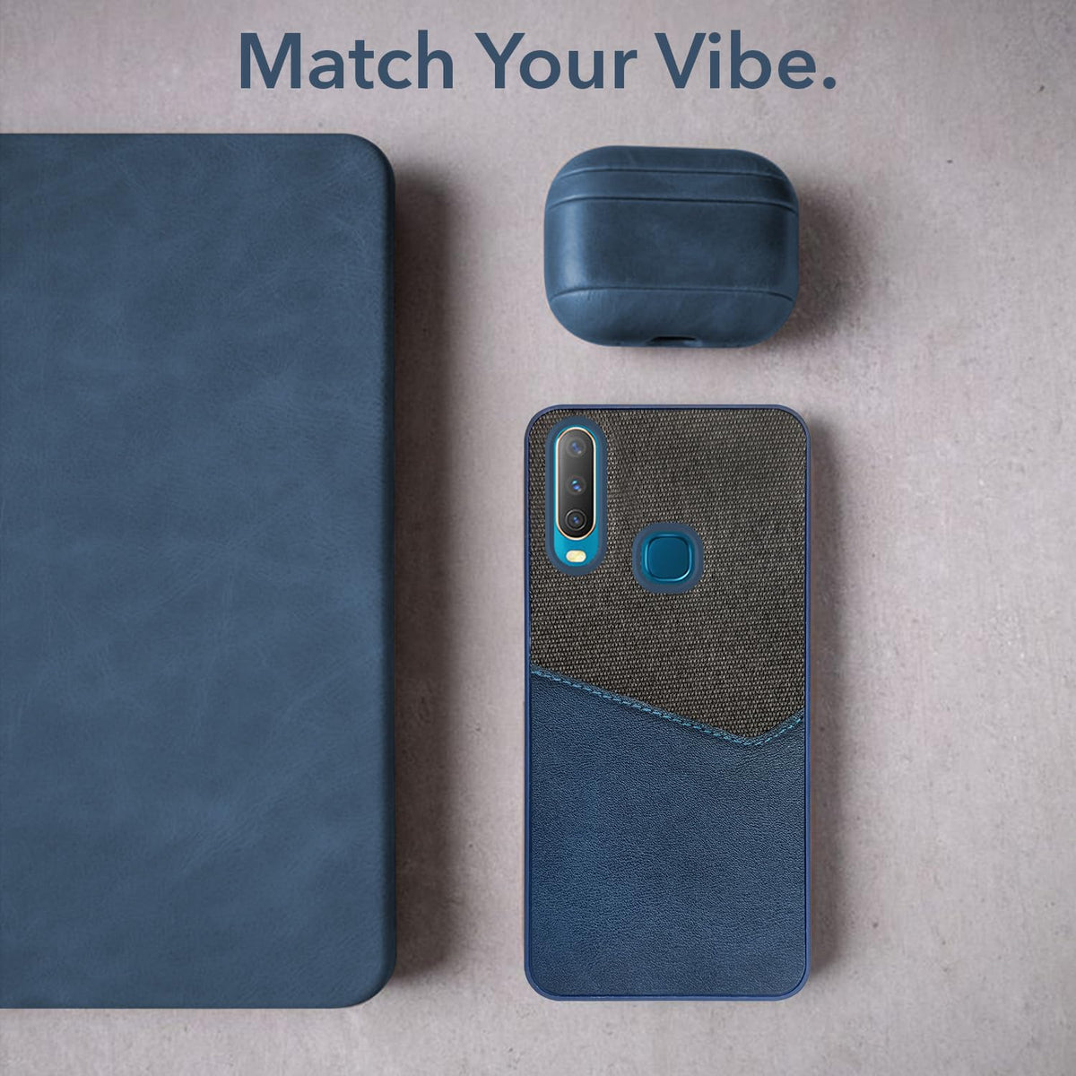 For Vivo Y12 | Y15 | Y17 Back Cover Case (Dual PU Leather Stitch | Professional Minimalist | Soft and Flexible)