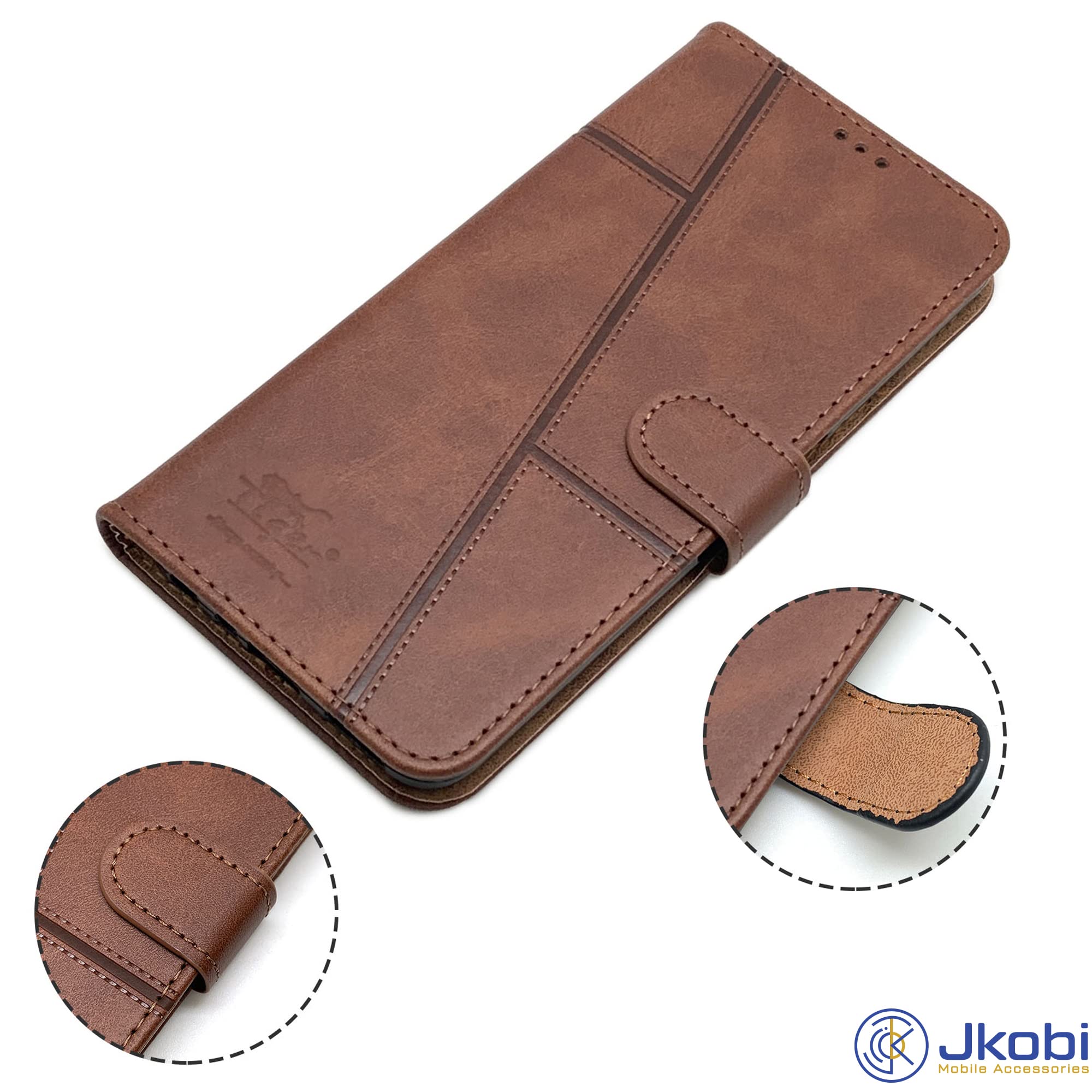 For Tecno POP 7 Pro Flip Cover Case (Stitched Leather with Magnetic Closure)