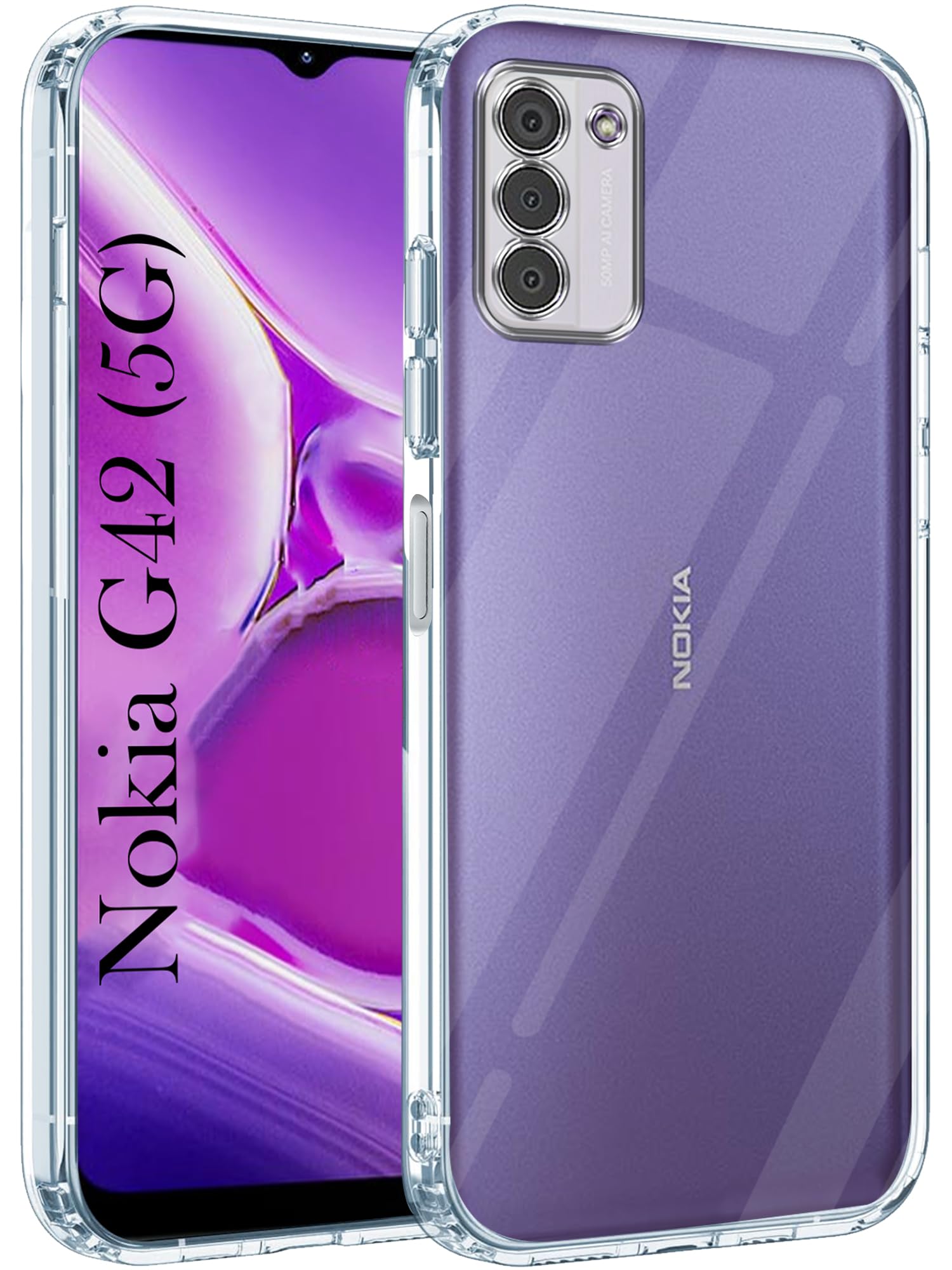 For Nokia G42 5G Back Cover (Silicone Clear Shockproof Case with Camera Protection | Soft and Flexible)