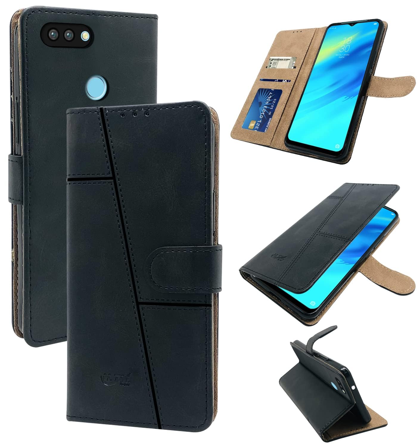 For Oppo F9 | Oppo F9 Pro Flip Cover Case (Stitched Leather with Magnetic Closure)