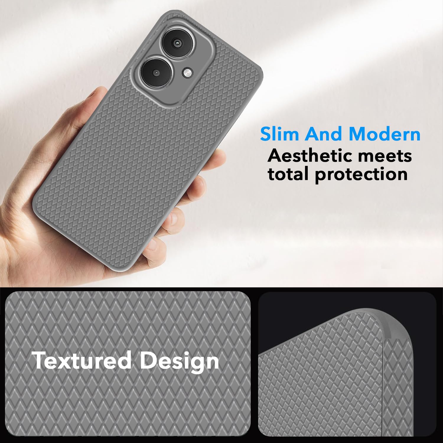 For Redmi 13C 5G Back Cover Case (Liquid Silicone | Side Grip | Camera Protection)