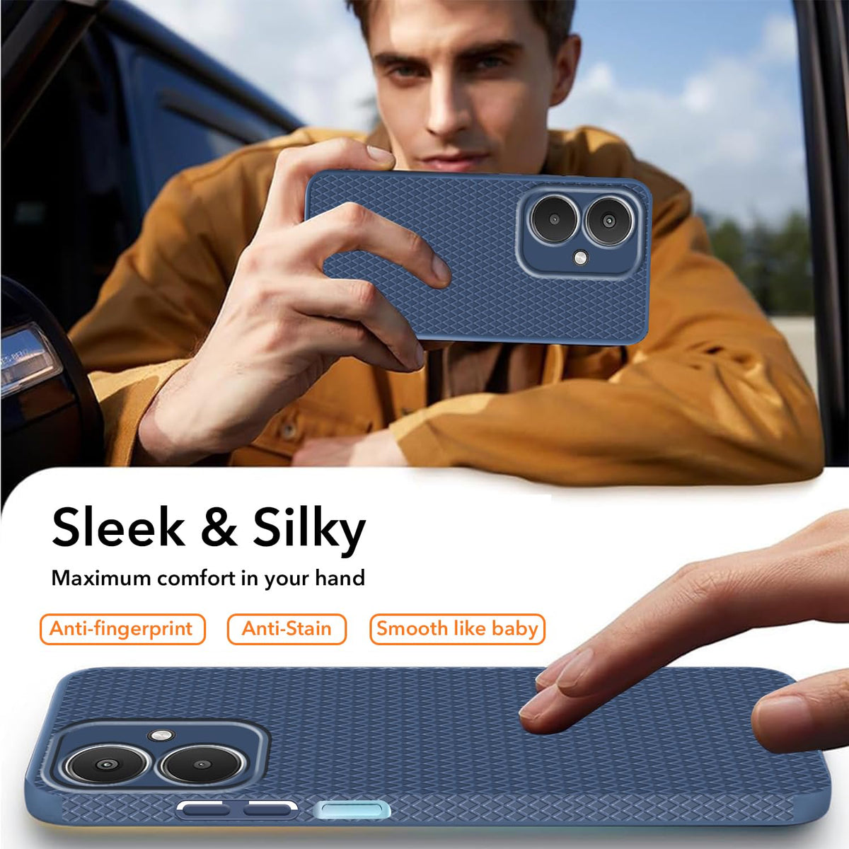 For Redmi 13C 5G Back Cover Case (Liquid Silicone | Side Grip | Camera Protection)