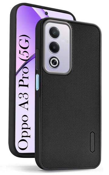 For Oppo A3 Pro 5G Back Cover Case (Textured Grip Design | Camera Protection | Slim and Light Weight | Soft Touch and Feel | Black)