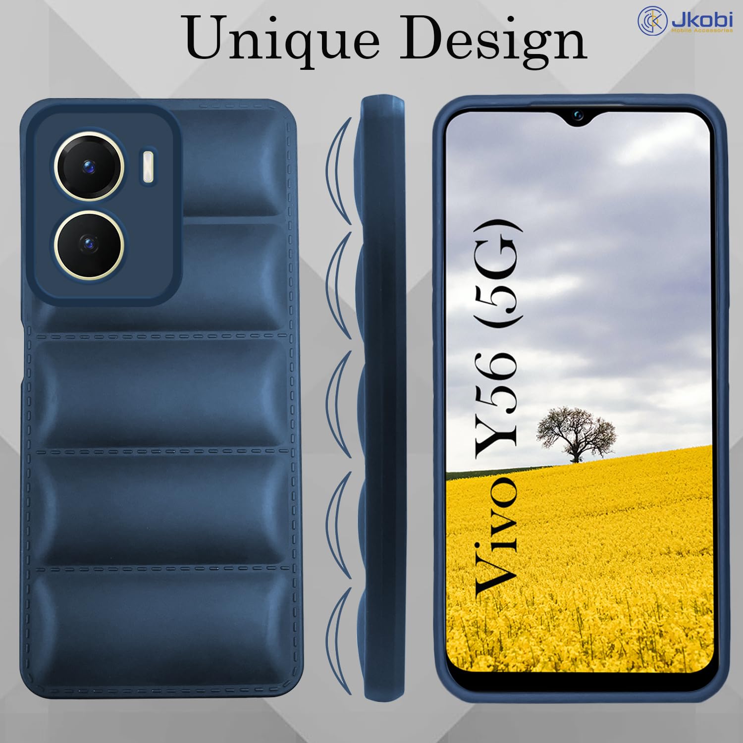 For Vivo Y56 5G Back Cover Case (Puffer Cushion Wave Design | Camera Protection)