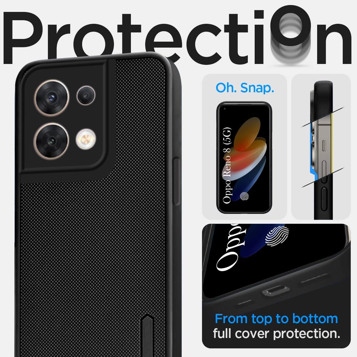 For Oppo Reno 8 5G Back Case Cover (Textured Grip Design | Slim and Light Weight)