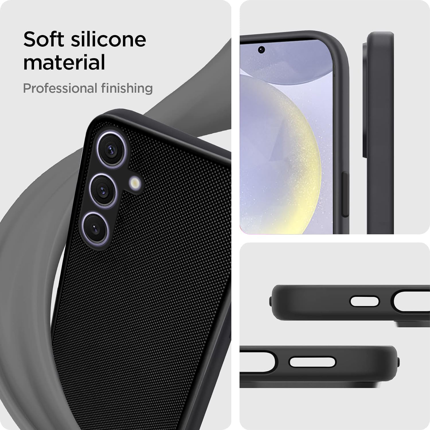 For Samsung Galaxy S24 Plus Back Cover Case (Textured Grip Design | Micro-Fiber Cloth Inside | Slim and Light Weight | Soft Touch and Feel | Black)
