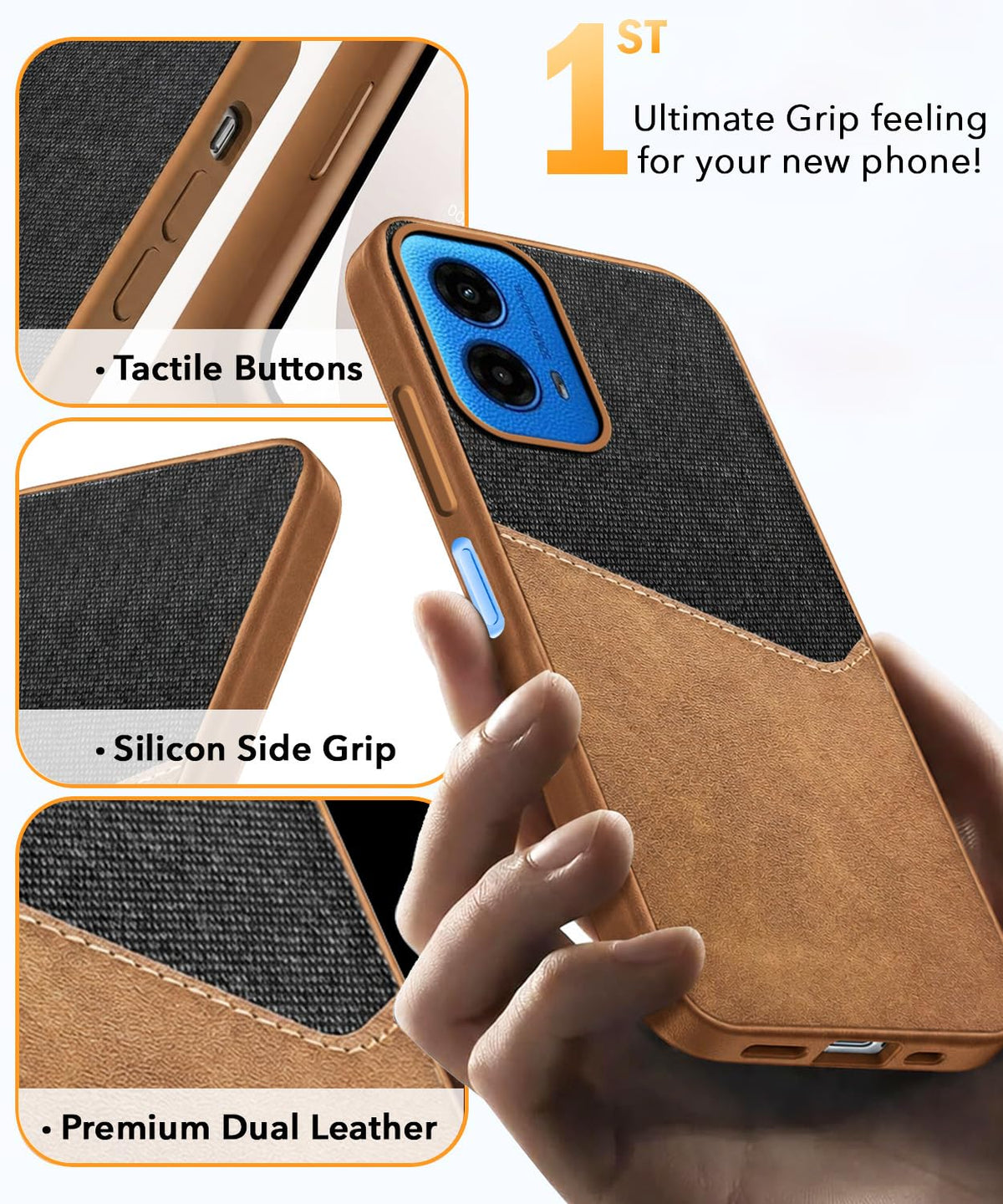For Motorola Moto G45 Back Cover Case (Dual PU Leather Stitch | Professional Minimalist | Soft and Flexible)