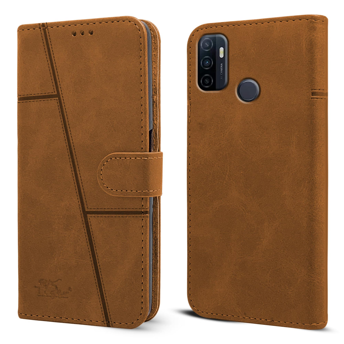 For Oppo A53 | Oppo A33 | Oppo A53s Flip Cover Case (Stitched Leather with Magnetic Closure)