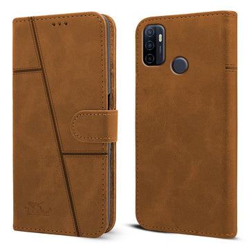 For Oppo A53 | Oppo A33 | Oppo A53s Flip Cover Case (Stitched Leather with Magnetic Closure)