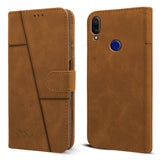 For Redmi 7 | Redmi Y3 Flip Cover Case (Stitched Leather Finish | Magnetic Closure | Wallet Card Slots)