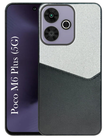 For Poco M6 Plus 5G Back Cover Case (Dual PU Leather Stitch | Professional Minimalist | Soft and Flexible)