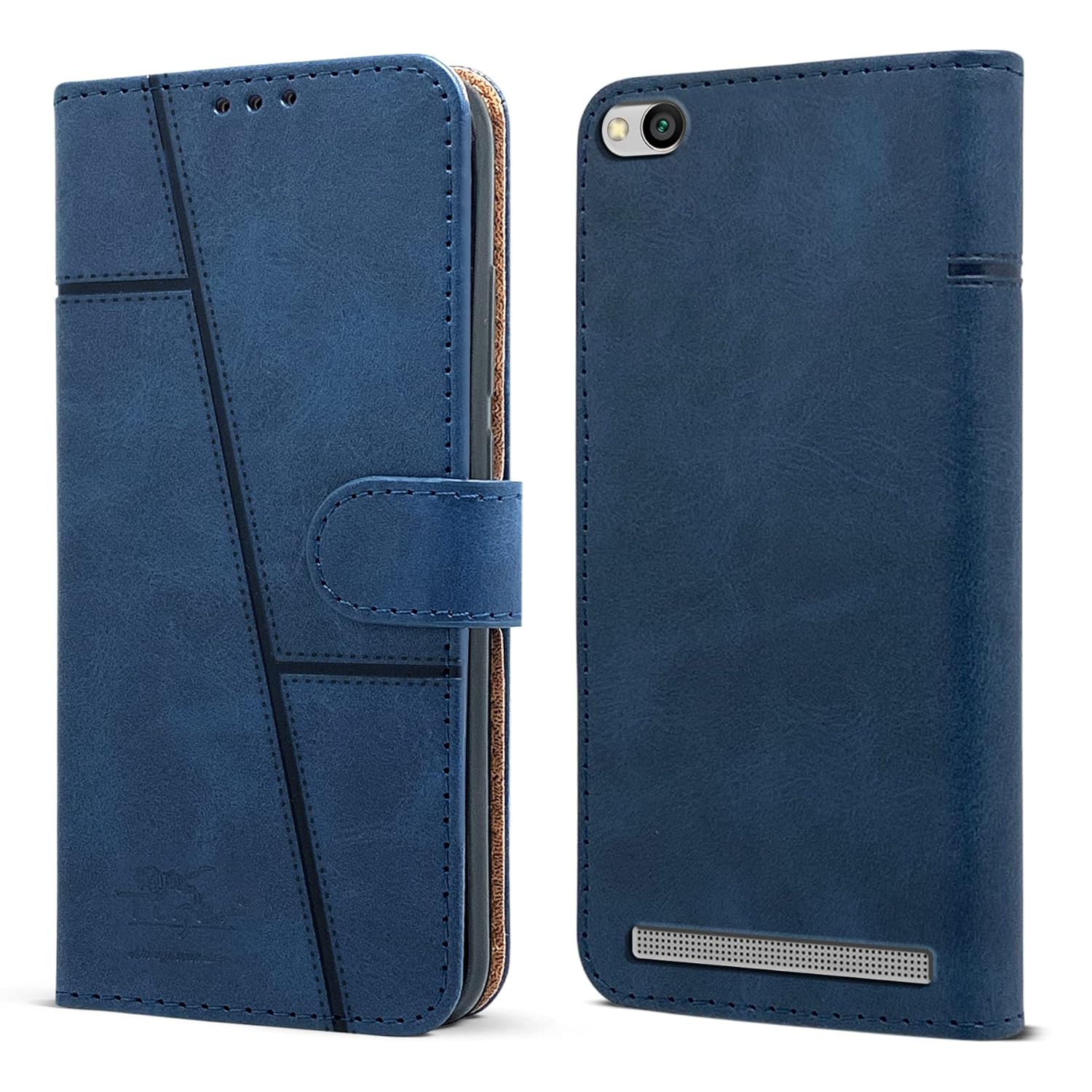 For Xiaomi Mi Redmi 5A Flip Cover Case (Stitched Leather Finish | Magnetic Closure | Inner TPU | Foldable Stand | Wallet Card Slots)