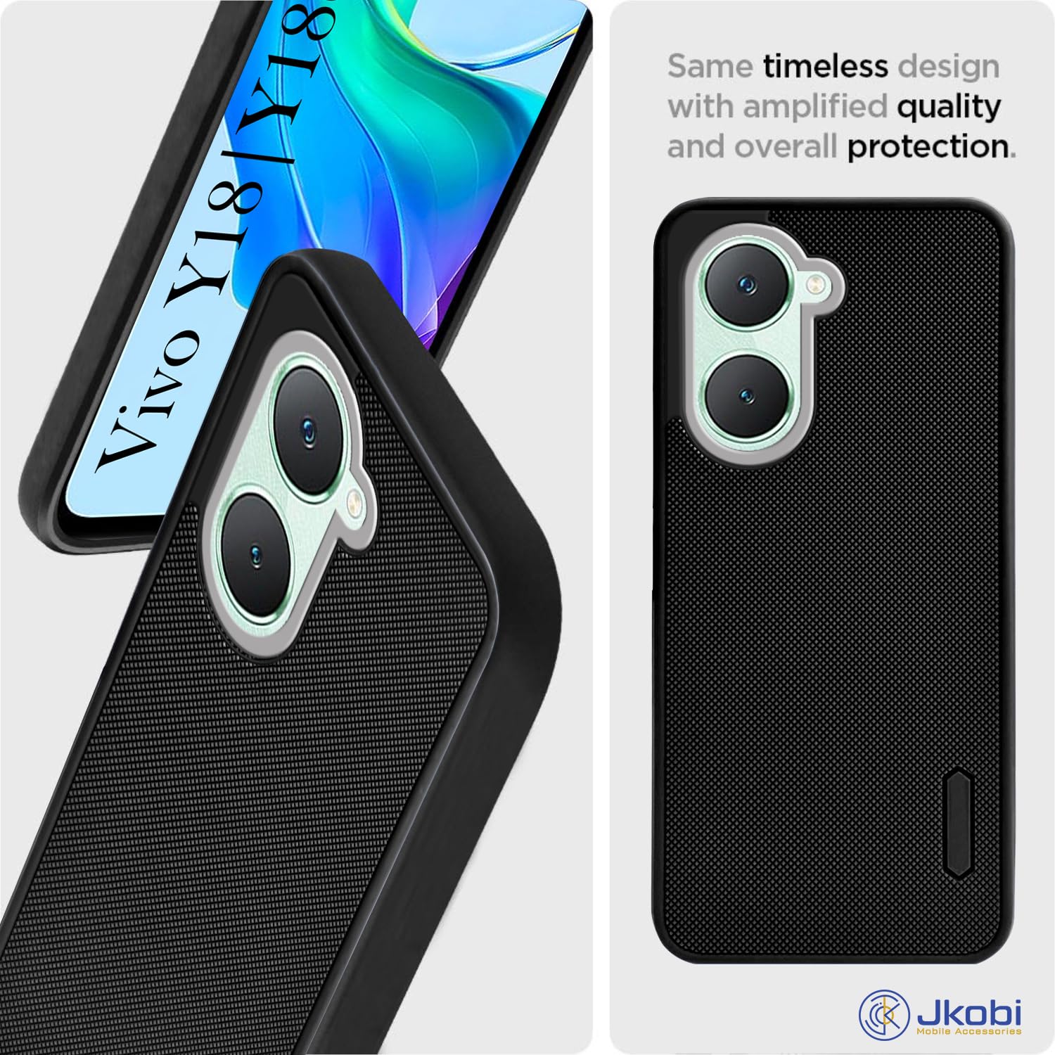 For Vivo Y18 | Y18E | Y03 | Y18I | Y18T Back Cover Case Rubberised (Textured Grip Design| Micro-Fiber Cloth Inside | Slim and Light Weight | Soft Touch and Feel)