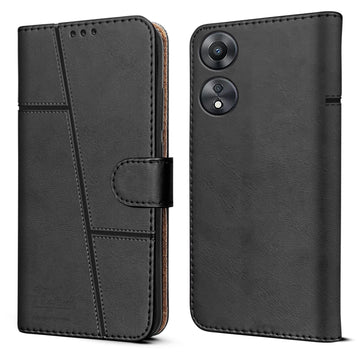 For Oppo A78 5G Flip Cover Case (Stitched Leather with Closure)