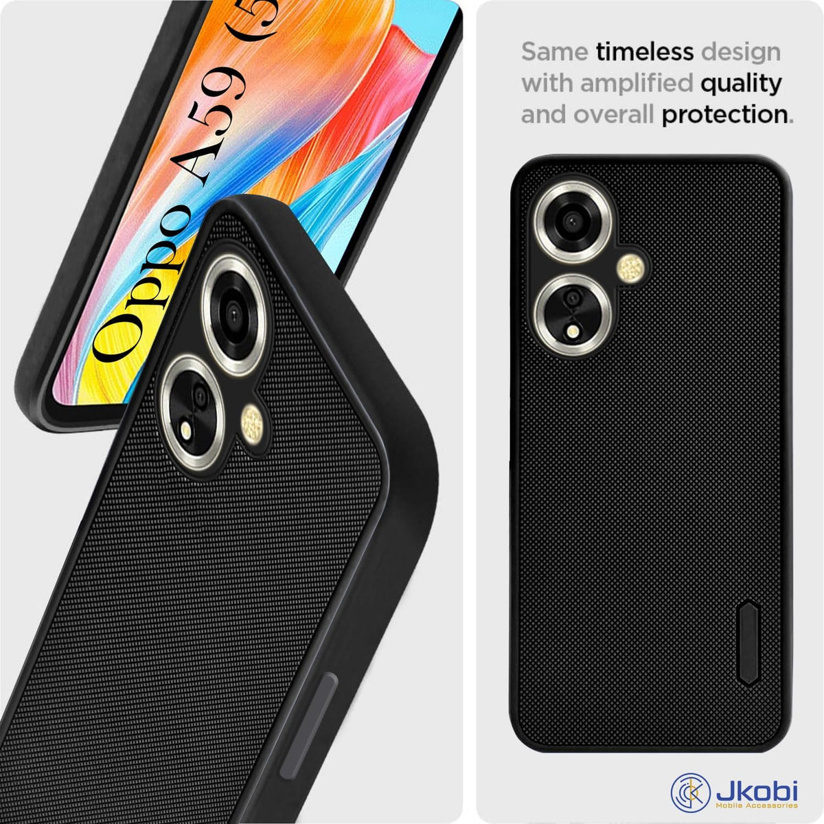 For Oppo A59 5G Back Cover Case Rubberised (Textured Grip Design| Micro-Fiber Cloth Inside | Slim and Light Weight | Soft Touch and Feel)