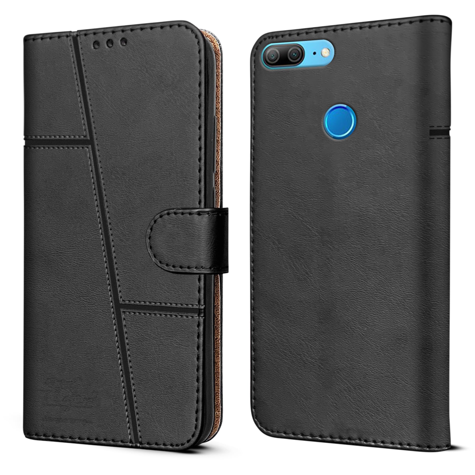 For Huawei Honor 9 Lite Flip Cover Case ( Stitched Leather with Magnetic Closure)