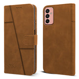 For Samsung Galaxy F13 Flip Cover Case (Stitched Leather Finish | Magnetic Closure | TPU | Foldable Stand | Wallet Card Slots)