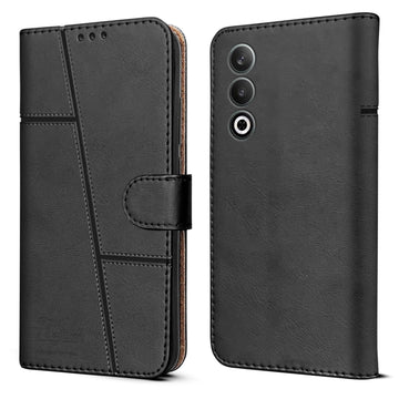 For Oneplus Nord CE 4 Flip Cover Case (Stitched Leather with Magnetic Closure)