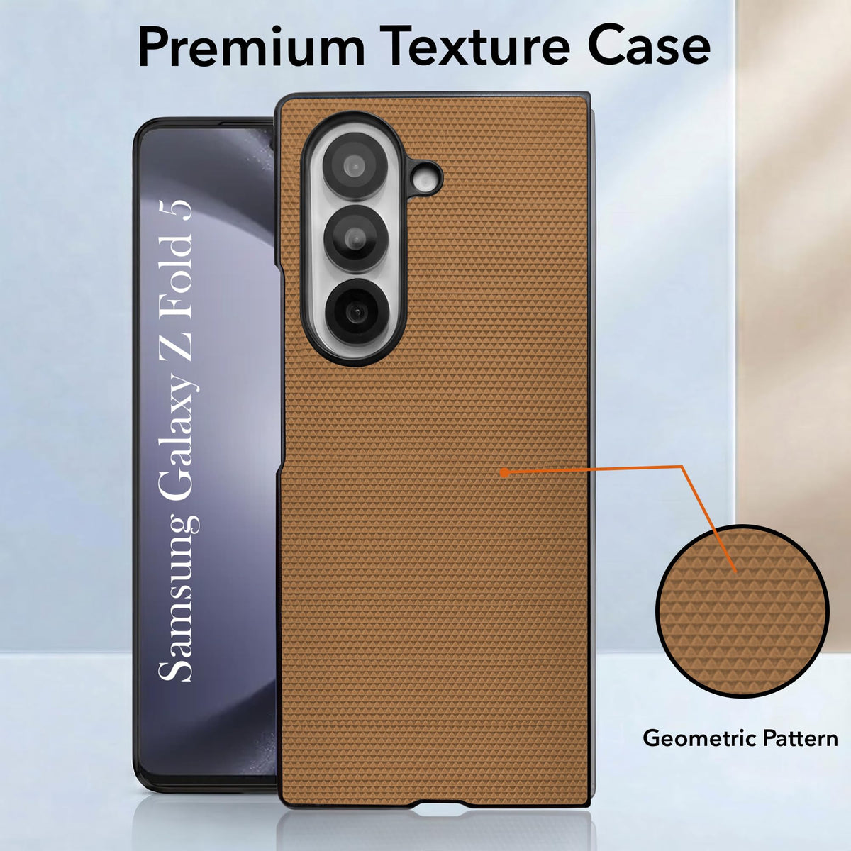For Samsung Galaxy Z Fold 5 Premium Cover Case (Geometric Textured Hard PC | Soft Cloth Lining & Slim Shockproof Protection)