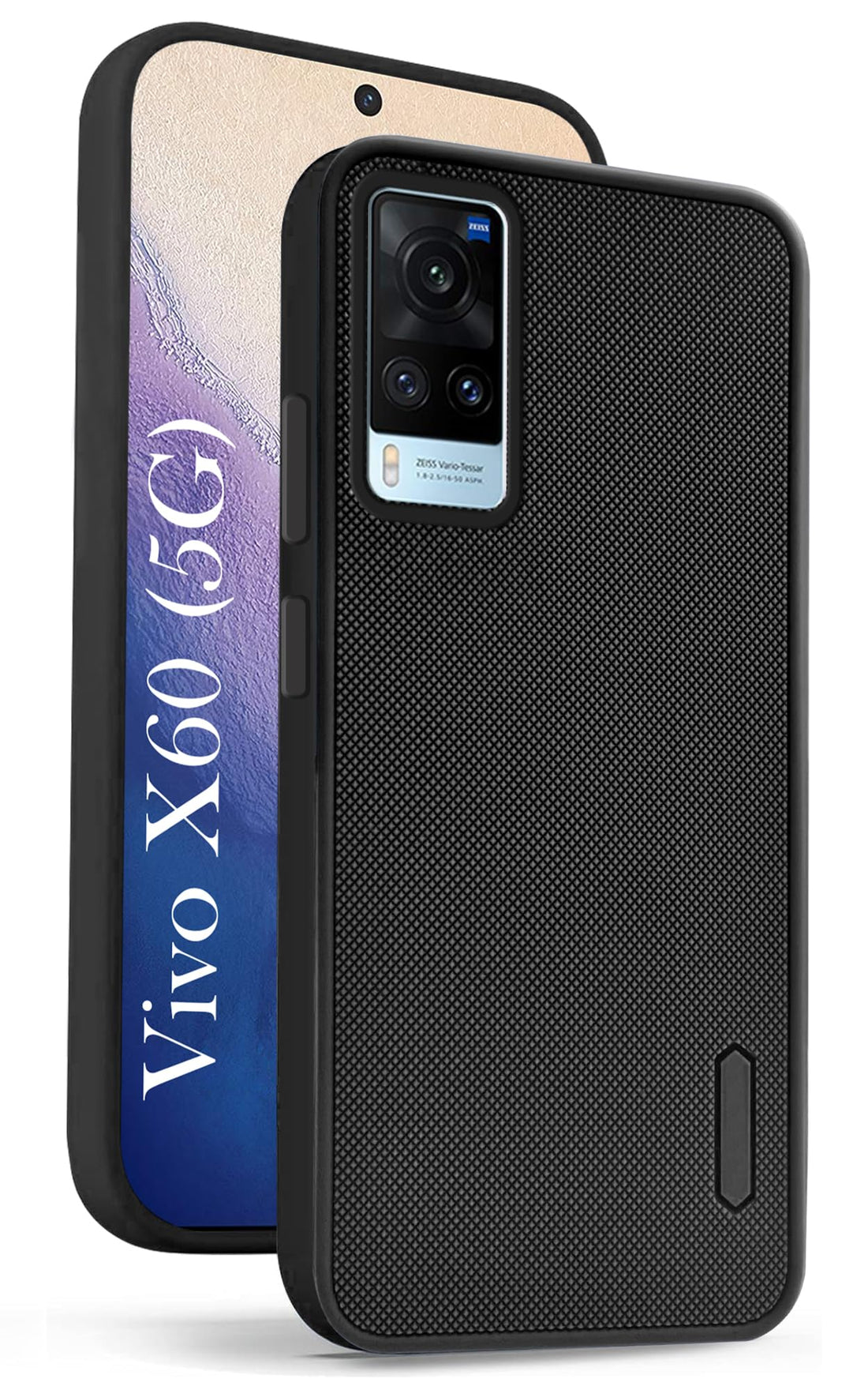 For Vivo X60 Back Cover Case ( Textured Grip Design | Camera Protetion | Slim and Light Weight | Soft Touch and Feel | Black )