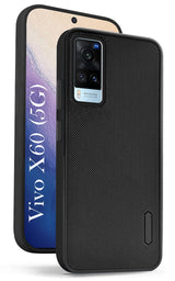 For Vivo X60 Back Cover Case ( Textured Grip Design | Camera Protetion | Slim and Light Weight | Soft Touch and Feel | Black )