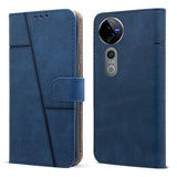 For Vivo V40 | Vivo V40 Pro 5G Flip Cover Case (Stitched Leather with Magnetic Closure)