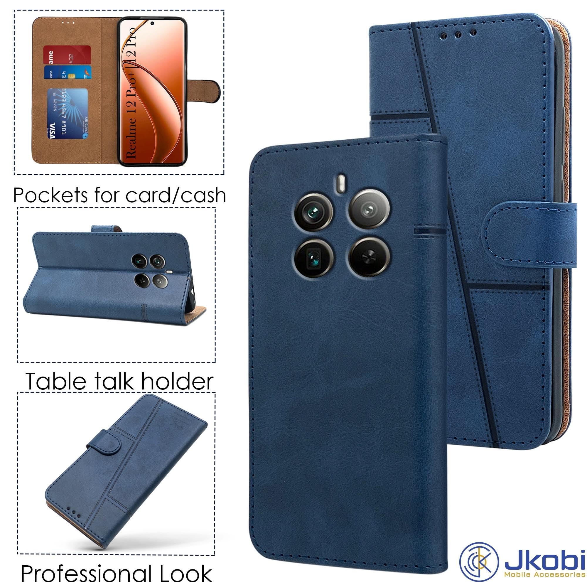 For Realme 12 Pro Plus | Realme 12 Pro Flip Cover Case (Stitched Leather with Magnetic Closure)