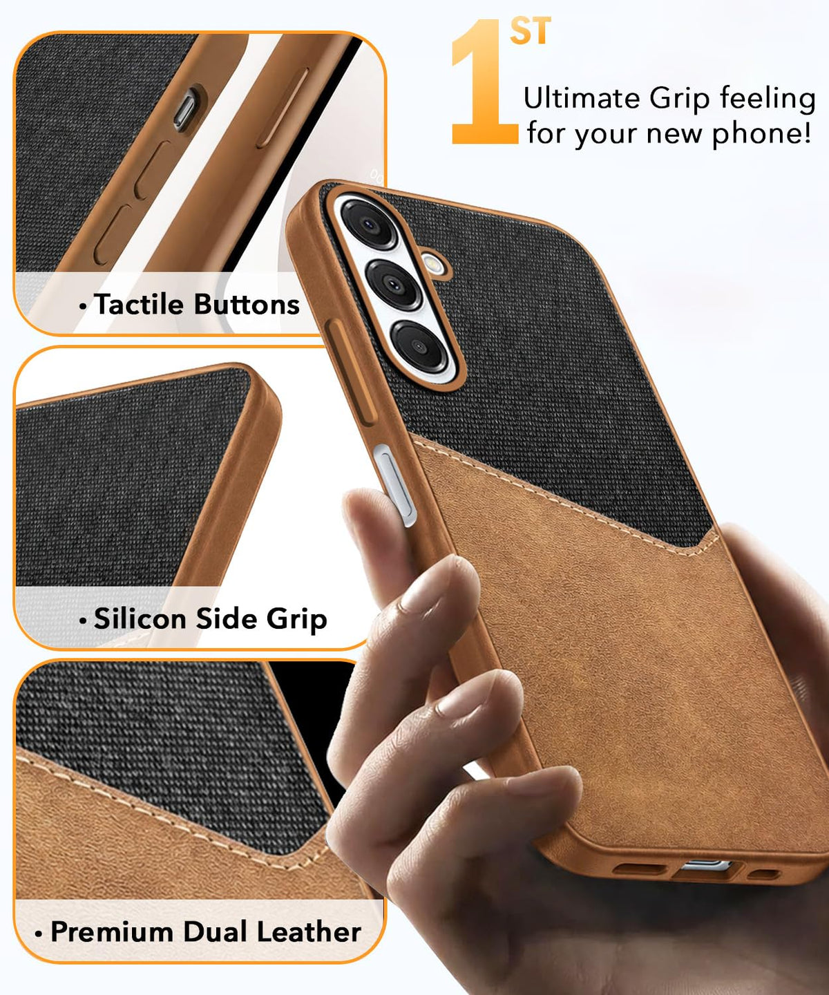 For Samsung Galaxy A16 5G Back Cover Case (Dual PU Leather Stitch | Professional Minimalist | Soft and Flexible)