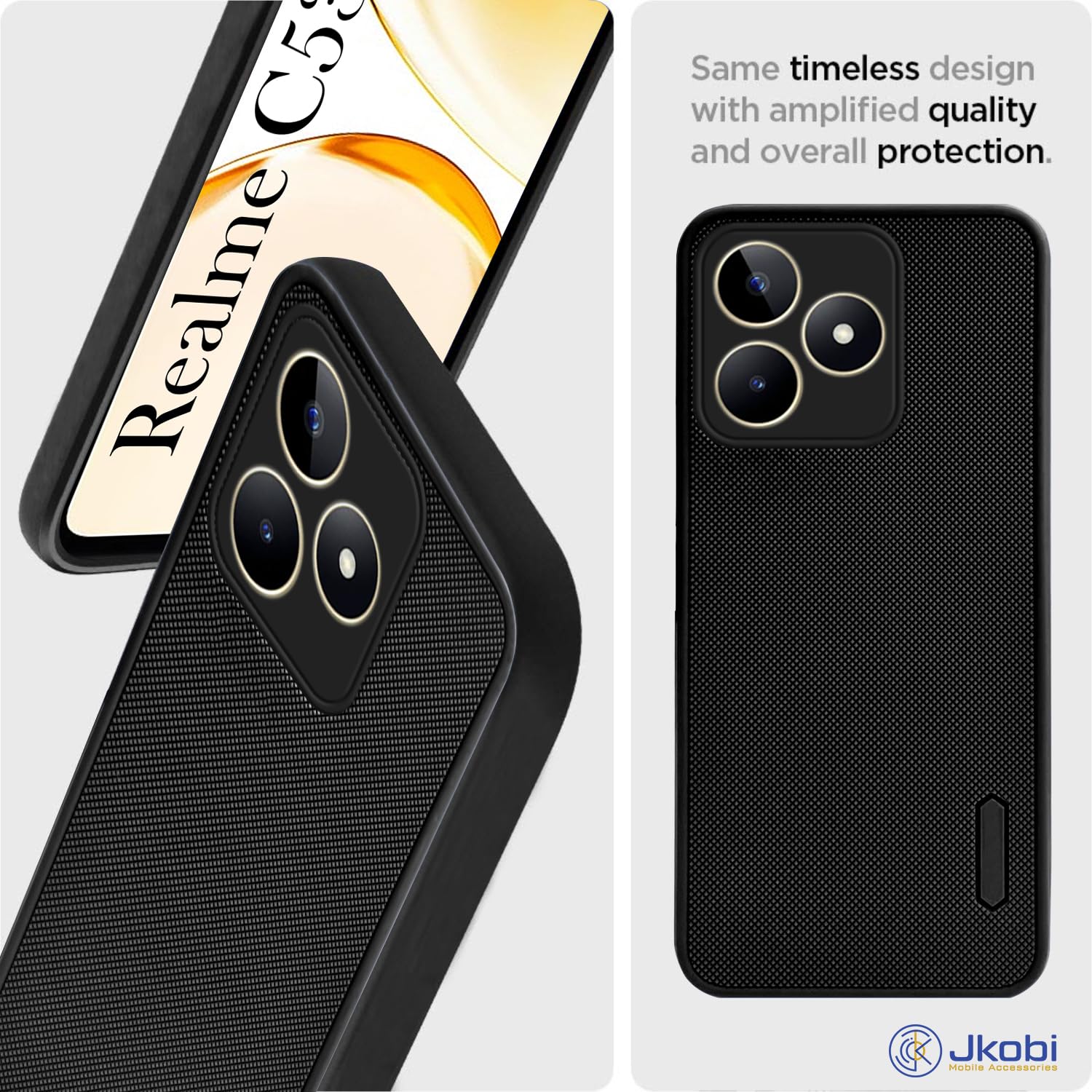For Realme C53 Back Cover Case Rubberised (Textured Grip Design| Micro-Fiber Cloth Inside | Slim and Light Weight | Soft Touch and Feel)
