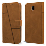 For Samsung Galaxy J7 Pro Flip Cover Case (Stitched Leather with Magnetic Closure)