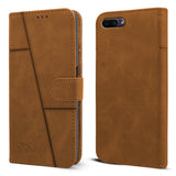 For Oppo A3s Flip Cover Case (Stitched Leather with Magnetic Closure)